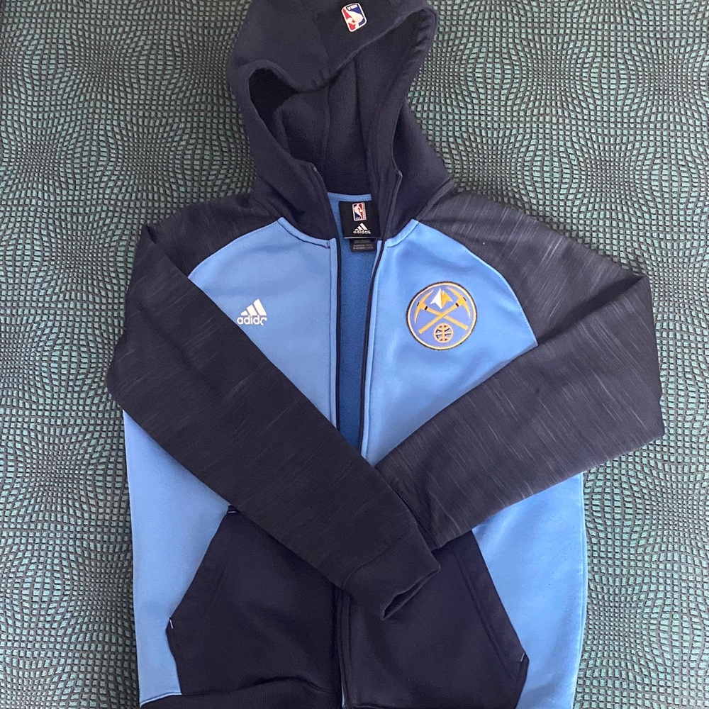 Denver Nuggets NBA Adidas Kids Blue and Black Zip-Up Hoodie